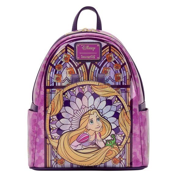 Loungefly Disney Stained Glass Rapunzel Tangled Backpack and Ears NWT - Picture 2 of 9